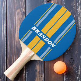 Zeekleurige bordstrepen met naam tafeltennisbatje
