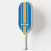 Zeekleurige plankstrepen met naam pickleball paddle (Links)