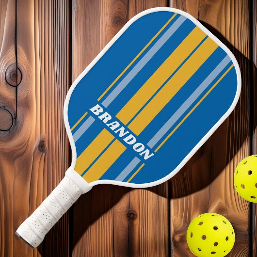 Zeekleurige plankstrepen met naam pickleball paddle