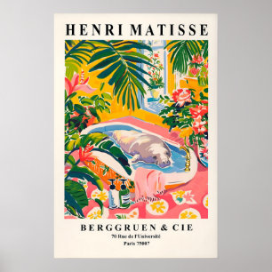 Zeekoe in badkuip kunstprint, Roze tropisch Poster