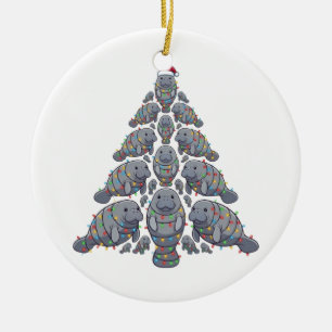 Zeekoe Kerstboom Sinterklaas Hoed Kerstlichten  Keramisch Ornament
