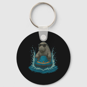 Zeekoe Met Zonnebril Dugong Watersporten Grafisch  Sleutelhanger