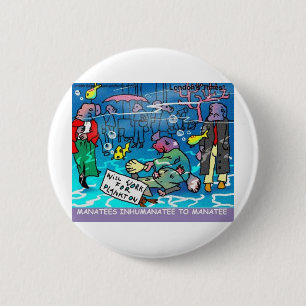 Zeekoeien Onmenselijke zeekoe Grappige T-shirts Mo Ronde Button 5,7 Cm