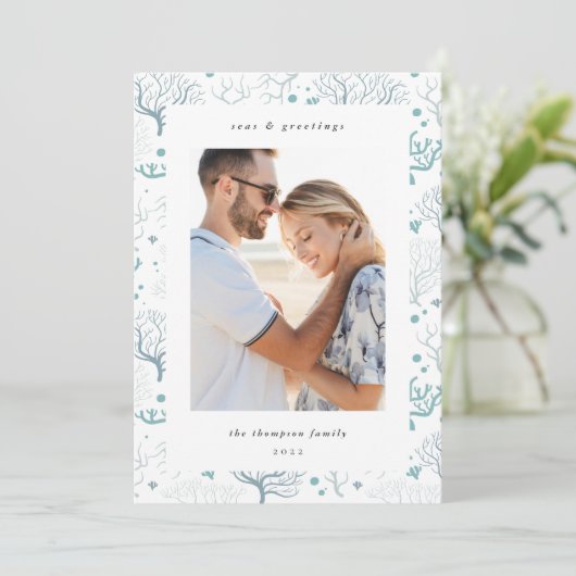 Zeekoraalgrens | Verticale foto Feestdagenkaart (Staand voorkant)