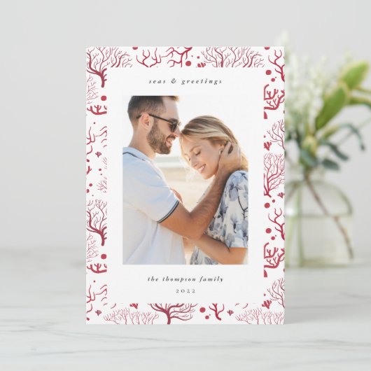 Zeekoraalgrens | Verticale foto Feestdagenkaart (Staand voorkant)