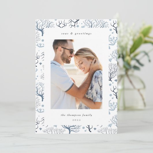 Zeekoraalgrens | Verticale foto Feestdagenkaart (Staand voorkant)