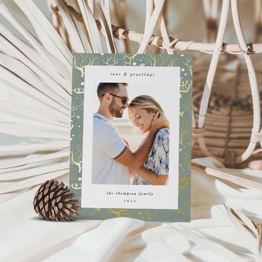 Zeekoraalgrens | Verticale foto Folie Feestdagenkaart