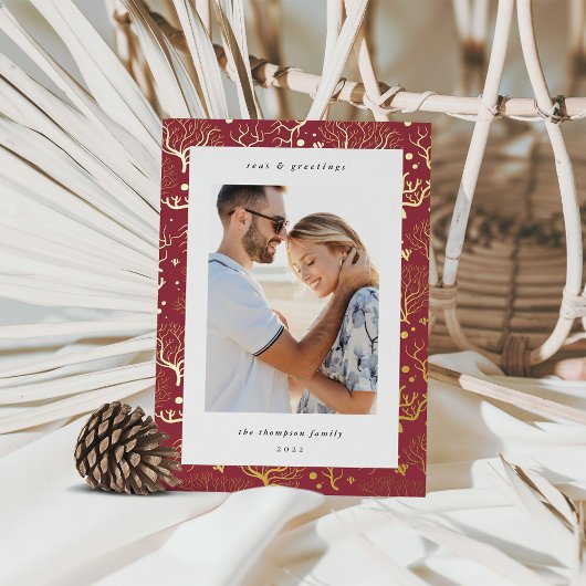 Zeekoraalgrens | Verticale foto Folie Feestdagenkaart