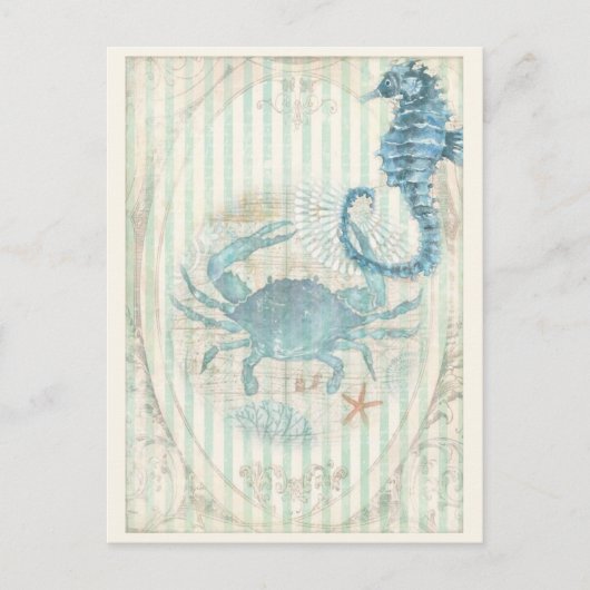 zeekrab en zeepaardje briefkaart (Voorkant)