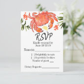 Zeekrabber zomerfeest Rsvp-kaart RSVP Kaartje (Staand voorkant)