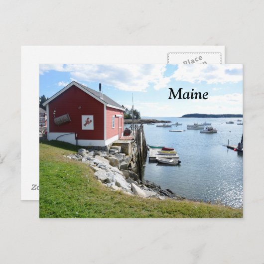 zeekreeft keet en boten in Maine Briefkaart (Voorkant / Achterkant)