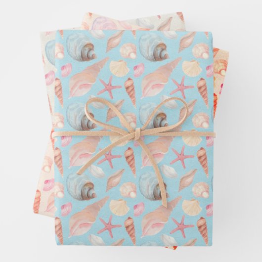 Zeekreeften en kegels, reeks 3 inpakpapier vel (In situ)