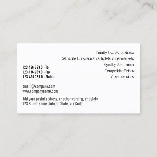 Zeekruid, verse viskwekerij visitekaartje (Achterkant)