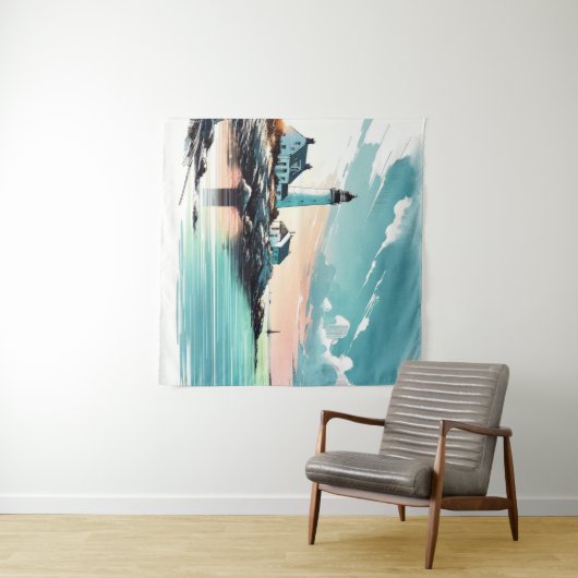 Zeekust aan de rand van Beacon Wandkleed (In Situ (horizontaal))