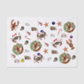 Zeekust Schaaldieren Lobster Crab Kerstmis Tissuepapier (Voorkant)
