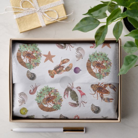 Zeekust Schaaldieren Lobster Crab Kerstmis Tissuepapier (Geschenk)