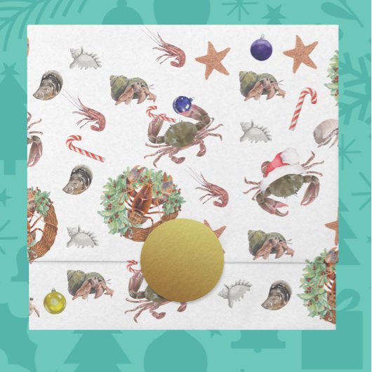 Zeekust Schaaldieren Lobster Crab Kerstmis Tissuepapier