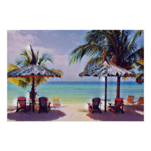 Zeekust tropisch strand resort waterverf schilderi perfect poster
