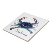 Zeekust van de zee-blauwe krab tegeltje (Zijkant)