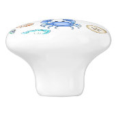 Zeekust, zeekust, dolfijn en zeeschelpen keramische knop (Zijkant)