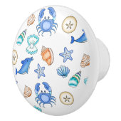 Zeekust, zeekust, dolfijn en zeeschelpen keramische knop (Rechts)