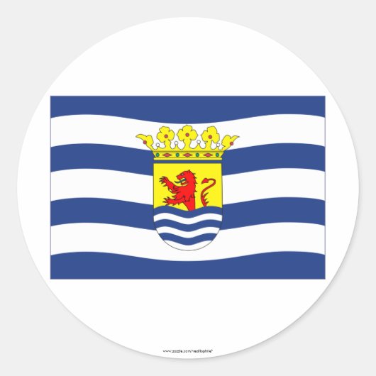 Zeeland Flag Ronde Sticker (Voorkant)