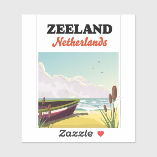 Zeeland Nederland strand reisposter Sticker (Vel)