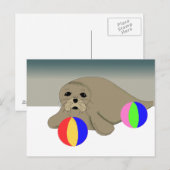 Zeeleeuw met strandballen briefkaart (Voorkant / Achterkant)