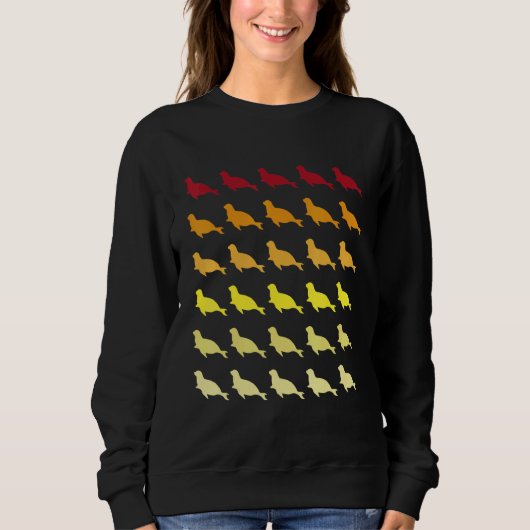 Zeeleeuw Retro Dierenpatroon Trui (Voorkant)