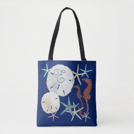Zeeleven Geborduurd Navy Blauwe Tote Bag