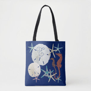 Zeeleven Geborduurd Navy Blauwe Tote Bag
