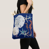 Zeeleven Geborduurd Navy Blauwe Tote Bag (Dichtbij)
