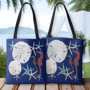 Zeeleven Geborduurd Navy Blauwe Tote Bag
