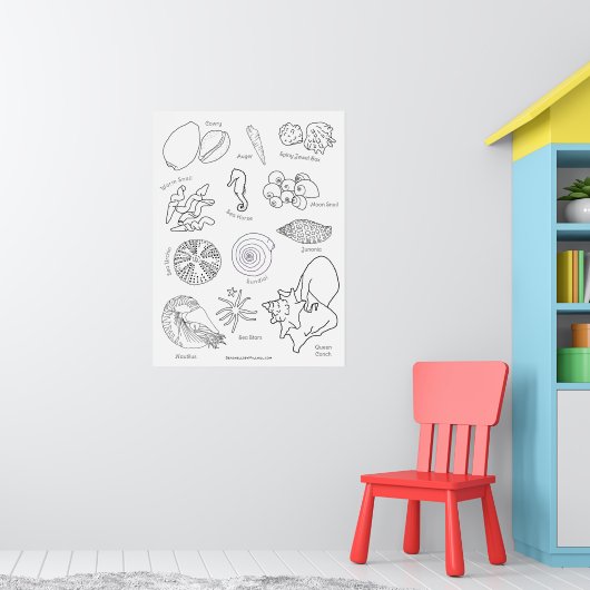 Zeeleven Handgetekend Zwart en Wit Poster (Kinderkamer 1)