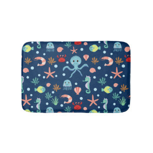 Zeelevenpatroon met cute zeedieren badmat