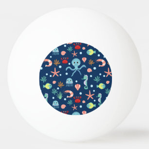 Zeelevenpatroon met cute zeedieren pingpongbal