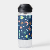 Zeelevenpatroon met cute zeedieren waterfles (Achterkant)