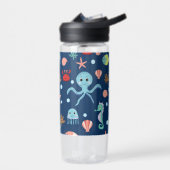 Zeelevenpatroon met cute zeedieren waterfles (Links)