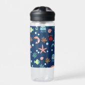 Zeelevenpatroon met cute zeedieren waterfles (Voorkant)