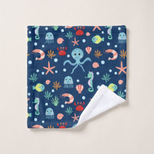 Zeelevenpatroon met een Cute uitstraling Washandje