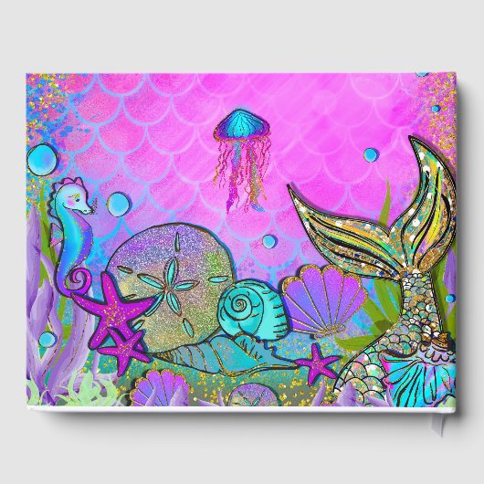 Zeelui en zeeluiken Roze Sparkly Party Gastenboek (Achterkant)