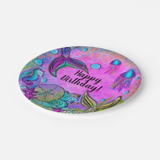 Zeelui en zeeluiken Roze Sparkly Party Papieren Bordje (Gekanteld)