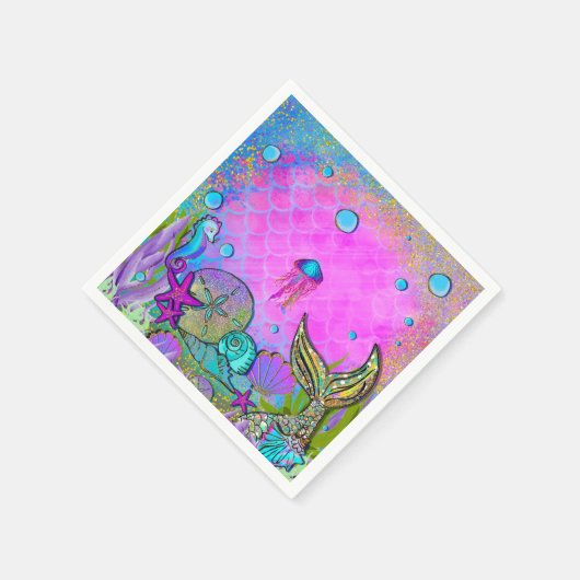 Zeelui en zeeluiken Roze Sparkly Party Servet (Hoek)