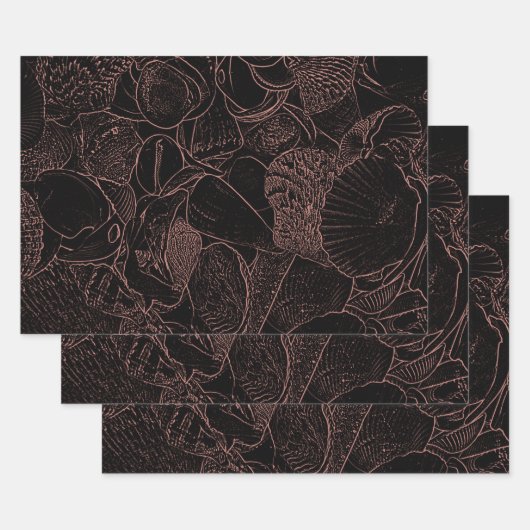 Zeeluiken Zwarte Zeeslak Sepia Sketch Art Beach Oc Inpakpapier Vel (Set)