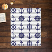 Zeemacht blauw Anchor Boat Wheel grijs Stripe Naut Fleece Deken