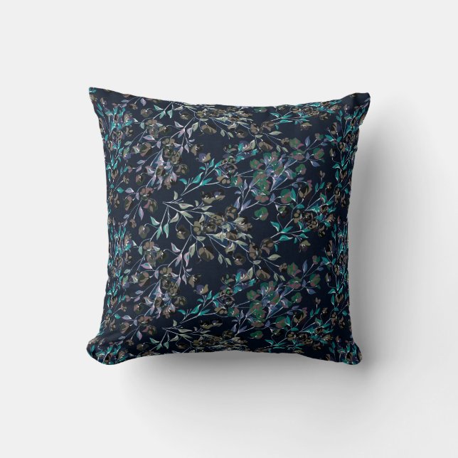  zeemacht blauw elegant Dainty Floral Pattern Kussen (Voorkant)