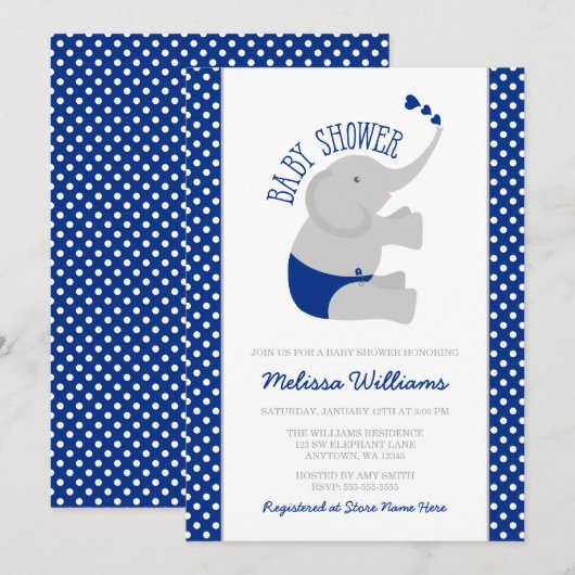 Zeemacht blauw grijs Baby shower Kaart (Voorkant / Achterkant)