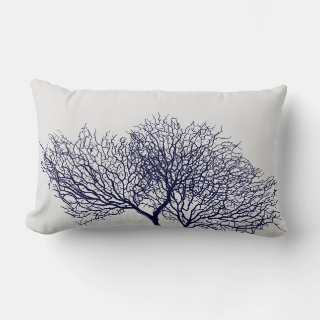 Zeemacht blauw grijs Zee koraalstrand Kussen (Voorkant)