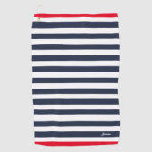  zeemacht blauw rode strepen gestreept golfhanddoek (Voorkant)