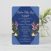 Zeemacht - Blauwe en roze bloemen - Weduwschoen Kaart (Staand voorkant)